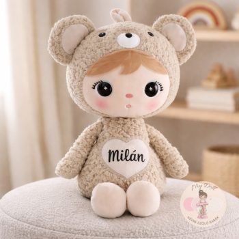 Névre szóló maci baba- bézs