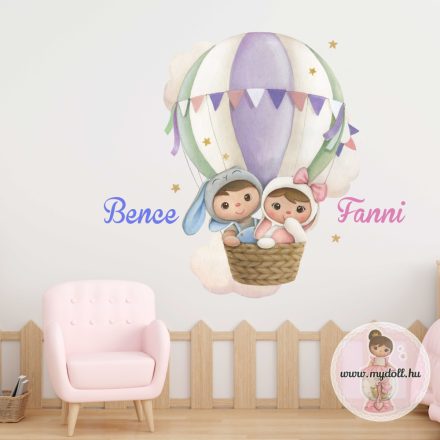 Falmatrica Mydoll babák hőlégballonban XL (Névre szóló falmatrica)