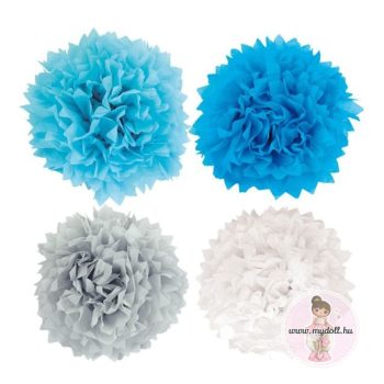 Pom-pom dekoráció kék 