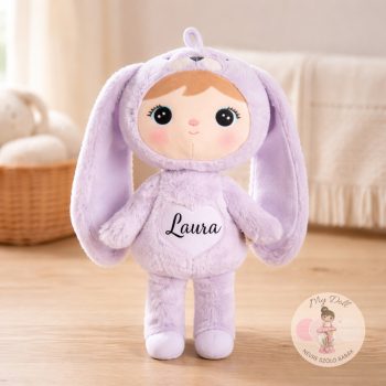 Névre szóló nyuszi baba (Lila)