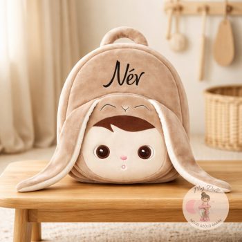Névre szóló fiú nyuszi hátizsák bézs