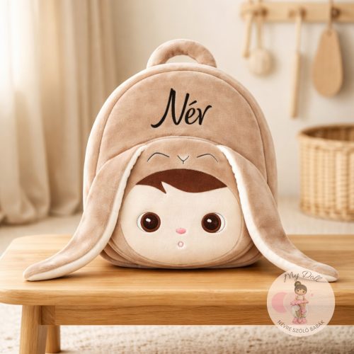 Névre szóló fiú nyuszi hátizsák bézs
