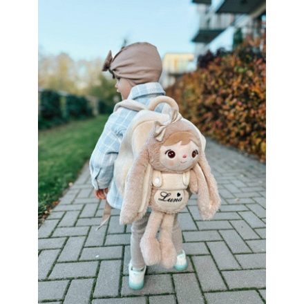Nyuszi babás hátizsák masnival - levehető babával (bézs)