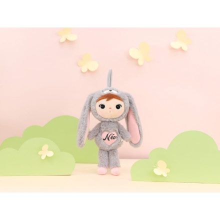 Névre szóló szürke-rózsaszín nyuszi baba 30 cm