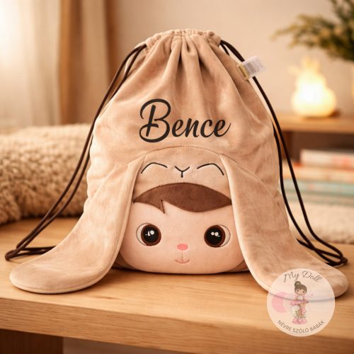 Tornazsák  névre szóló - bézs fiú nyuszi