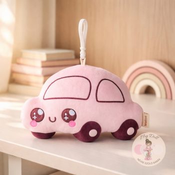 Plüss autó. rózsaszín 