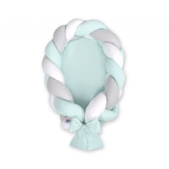 Fonott babafészek -(menta-szürke)
