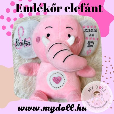 Névre szóló elefánt - rózsaszín
