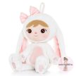 Névre szóló puha plüss nyuszi baba masnival (fehér mosolygós)