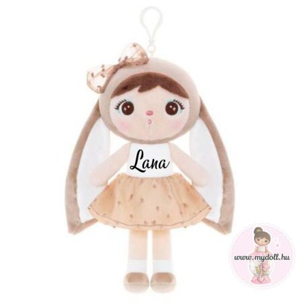 Névre szóló bézs szoknyás Mini nyuszi baba (20 cm) 