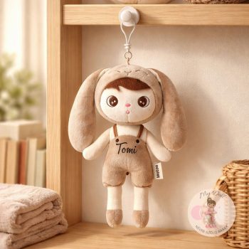 Névre szóló bézs fiú Mini nyuszi baba (20 cm) 