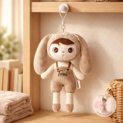 Névre szóló bézs fiú Mini nyuszi baba (20 cm) 