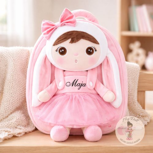 Masnis nyuszi hátizsák (rózsaszín) - levehető babával, 2 az 1-ben hátizsák/baba