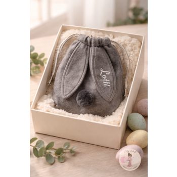 Tojásgyűjtő szütyő nyuszis -szürke