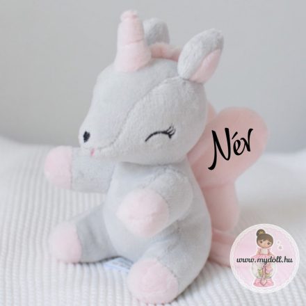 Névre szóló unikornis s méret (20 cm) , szürke 